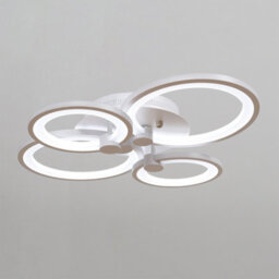 Living And Home Modern 4 Circular Led Semi Flush Ceiling Light Fixture For Nordic Decor 58Cm, Cool White 54 W - thumbnail 4