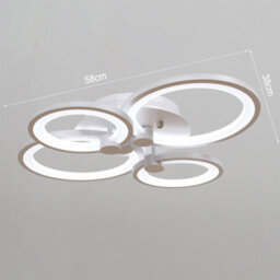Living And Home Modern 4 Circular Led Semi Flush Ceiling Light Fixture For Nordic Decor 58Cm, Cool White 54 W - thumbnail 5