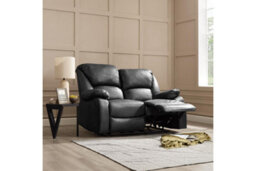 Home Detail Enoch 2 Seater Recliner Sofa, Black Faux Leather - thumbnail 2