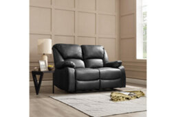 Home Detail Enoch 2 Seater Recliner Sofa, Black Faux Leather