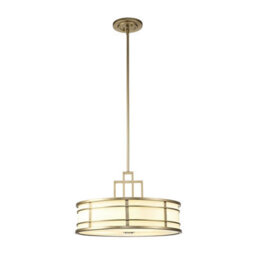 Luminosa Lighting Elstead Fusion 3 Light Cylindrical Pendant Ceiling Light, Painted Natural Brass