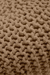 Knitted Pouffe Chunky Round Footstool Ottoman 100% Cotton Handmade Tan - thumbnail 5