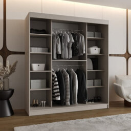 Arte Bahrain Ii Cashmere Sliding Door Wardrobe 180Cm - Smoked Glass, Calm Storage - thumbnail 4