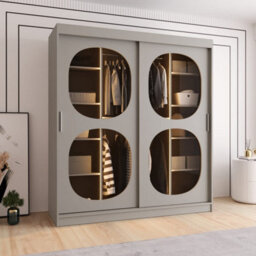 Arte Bahrain Ii Cashmere Sliding Door Wardrobe 180Cm - Smoked Glass, Calm Storage - thumbnail 3