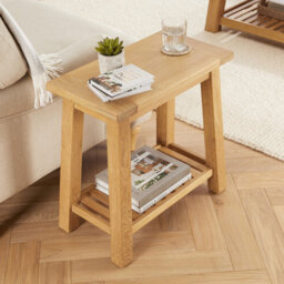 The Furniture Market Marbury Oak Trestle Sofa Side Lamp Table - thumbnail 3
