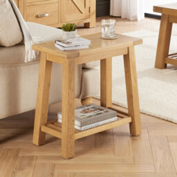 The Furniture Market Marbury Oak Trestle Sofa Side Lamp Table