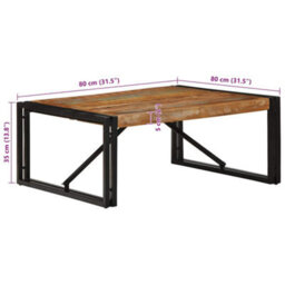 Berkfield Coffee Table Multicolour 80X80X35 Cm Solid Wood Reclaimed - thumbnail 9