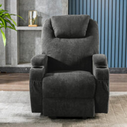 Btm Electric Riser Recliner Chair 80X95X105Cm, Lift Chair With Heat & Massage, 2 Cup Holders, Side Pockets & Remote, Grey - thumbnail 5