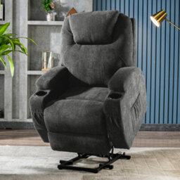 Btm Electric Riser Recliner Chair 80X95X105Cm, Lift Chair With Heat & Massage, 2 Cup Holders, Side Pockets & Remote, Grey - thumbnail 4