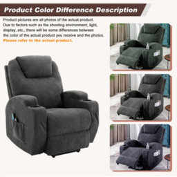 Btm Electric Riser Recliner Chair 80X95X105Cm, Lift Chair With Heat & Massage, 2 Cup Holders, Side Pockets & Remote, Grey - thumbnail 7