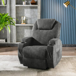 Btm Electric Riser Recliner Chair 80X95X105Cm, Lift Chair With Heat & Massage, 2 Cup Holders, Side Pockets & Remote, Grey - thumbnail 3