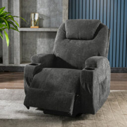 Btm Electric Riser Recliner Chair 80X95X105Cm, Lift Chair With Heat & Massage, 2 Cup Holders, Side Pockets & Remote, Grey - thumbnail 2