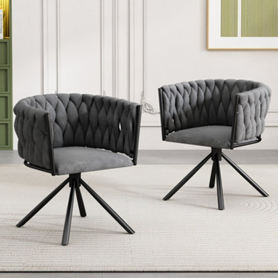 Btm Velvet Swivel Dining Chair With Metal Legs For Living Room Or Bedroom (Gray) - image 1
