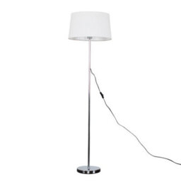 Valuelights Charles Chrome Floor Lamp With White Linen Shade