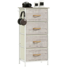 Homcom Fabric Chest Of Drawers, 4 Drawer Dresser For Bedroom, Natural Wood - thumbnail 2