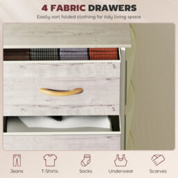 Homcom Fabric Chest Of Drawers, 4 Drawer Dresser For Bedroom, Natural Wood - thumbnail 4