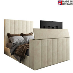 Vogue Upholstered Soft Velvet Line  Cream Tv Bespoke Bed Frame - thumbnail 5