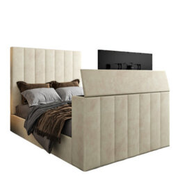 Vogue Upholstered Soft Velvet Line  Cream Tv Bespoke Bed Frame - thumbnail 4