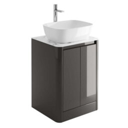 Plum&clay Mayfair Gloss Dark Grey Freestanding Bathroom Vanity Unit With White Marble Countertop (W)550mm (H)745mm - thumbnail 3