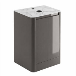 Plum&clay Mayfair Gloss Dark Grey Freestanding Bathroom Vanity Unit With White Marble Countertop (W)550mm (H)745mm - thumbnail 2