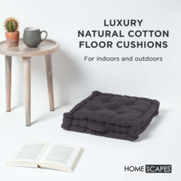 Homescapes Cotton Black Floor Cushion, 40 X 40 Cm - thumbnail 2