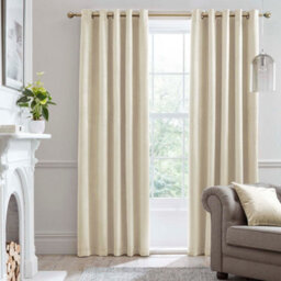Laurence Llewelyn-Bowen Montrose Velvet Blackout-Coated Pair Of Ivory Eyelet Curtains