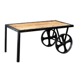 Wyld Haus Toivakka Industrial Reclaimed Wood And Metal Coffee Table With Wheels - thumbnail 2