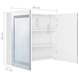 Berkfield Led Bathroom Mirror Cabinet Shining White 80X12X68 Cm - thumbnail 8