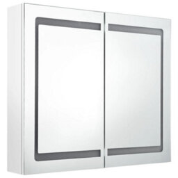 Berkfield Led Bathroom Mirror Cabinet Shining White 80X12X68 Cm - thumbnail 3
