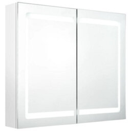 Berkfield Led Bathroom Mirror Cabinet Shining White 80X12X68 Cm - thumbnail 2