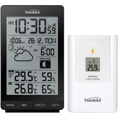 Youshiko Yc9342 Wireless Weather Station ( Premium Quality  )  Radio Controlled Clock - image 1