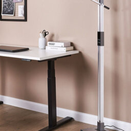 Beliani 144 Cm Floor Led Lamp Silver, Dimmable Cct Task Light With Touch Lcd Display - thumbnail 1