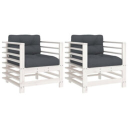 Berkfield Rustic Garden Chairs With Cushions 2 Pcs White Solid Wood Pine