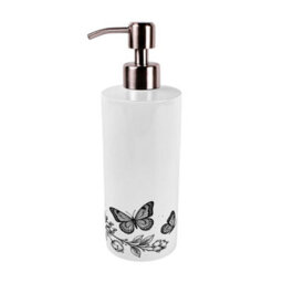 Purely Home Black Roses & Butterflies Stainless Steel Soap Dispenser - Pump Action Refillable Bathroom & Kitchen Décor - thumbnail 4
