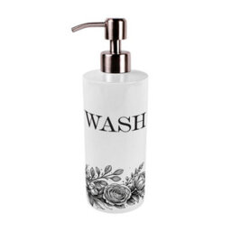 Purely Home Black Roses & Butterflies Stainless Steel Soap Dispenser - Pump Action Refillable Bathroom & Kitchen Décor