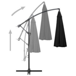 Berkfield Durable Hanging Parasol Black 3 M Aluminium Pole - thumbnail 4