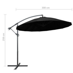 Berkfield Durable Hanging Parasol Black 3 M Aluminium Pole - thumbnail 9