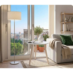 Modern White Round Side Table Wooden Legs Bedside Sofa End Accent Lamp Table - thumbnail 5