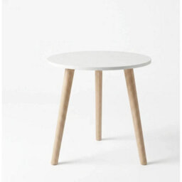 Modern White Round Side Table Wooden Legs Bedside Sofa End Accent Lamp Table - thumbnail 1