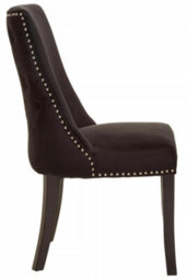 Orsina Black Velvet Dining Chair, Curved High Back Office Chair, Aesthetic Velvet Accent Chair For Living Room - thumbnail 3