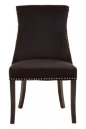 Orsina Black Velvet Dining Chair, Curved High Back Office Chair, Aesthetic Velvet Accent Chair For Living Room - thumbnail 2