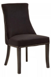 Orsina Black Velvet Dining Chair, Curved High Back Office Chair, Aesthetic Velvet Accent Chair For Living Room - thumbnail 1