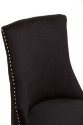 Orsina Black Velvet Dining Chair, Curved High Back Office Chair, Aesthetic Velvet Accent Chair For Living Room - thumbnail 5