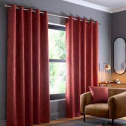 Fusion Strata Terracotta Triple-Woven Dimout Eyelet Curtains