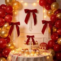 Amorly 3 Pack Red Velvet Bow With Pearls, 15Cm Large Flocked Bow Ornament With Beaded Tassel For Christmas Tree Wreath Garland Decor - thumbnail 6