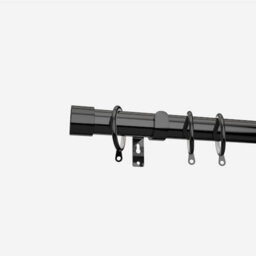 Black Nickel 28mm End Cap Fixed Length Metal Curtain Pole  75Cm - thumbnail 2