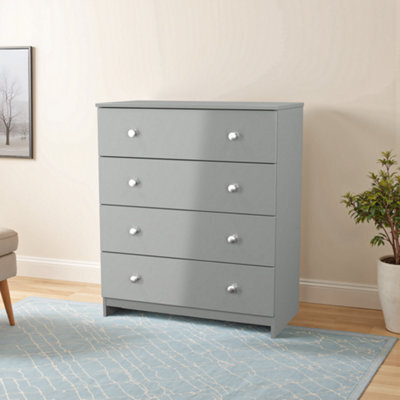 Yarmouth Ready Assembled Matt Grey No Effect 4 Drawer Wide Chest (H)875mm (W)740mm (D)390mm - image 1