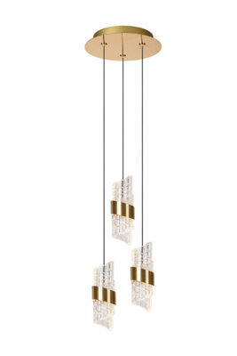 Lucide Kligande - Pendant Light - 25 Cm - Led Dim. - 3X8W 2700K - Matt Gold / Brass - image 1