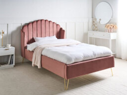 Beliani Bed Velvet Ambillou 120 X 200 Cm (Eu Small Double) Pink - thumbnail 2