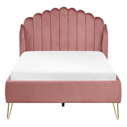 Beliani Bed Velvet Ambillou 120 X 200 Cm (Eu Small Double) Pink - thumbnail 5